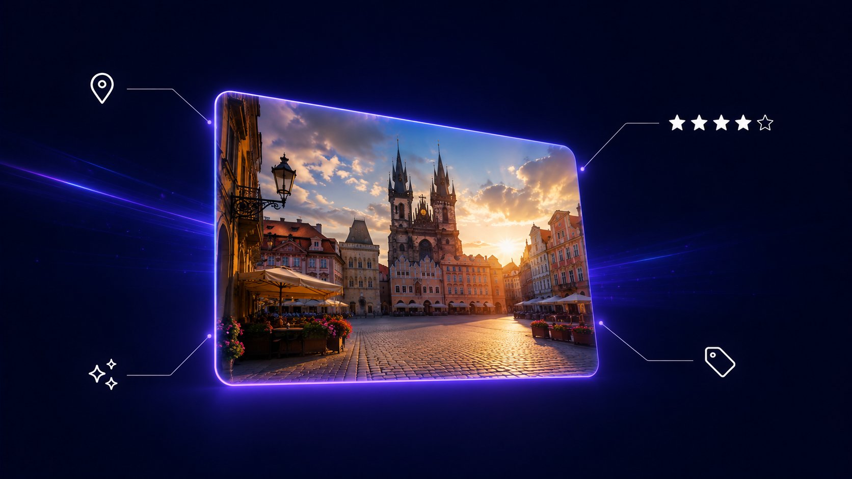 A single travel photo enriched with location, star rating, keyword and AI metadata